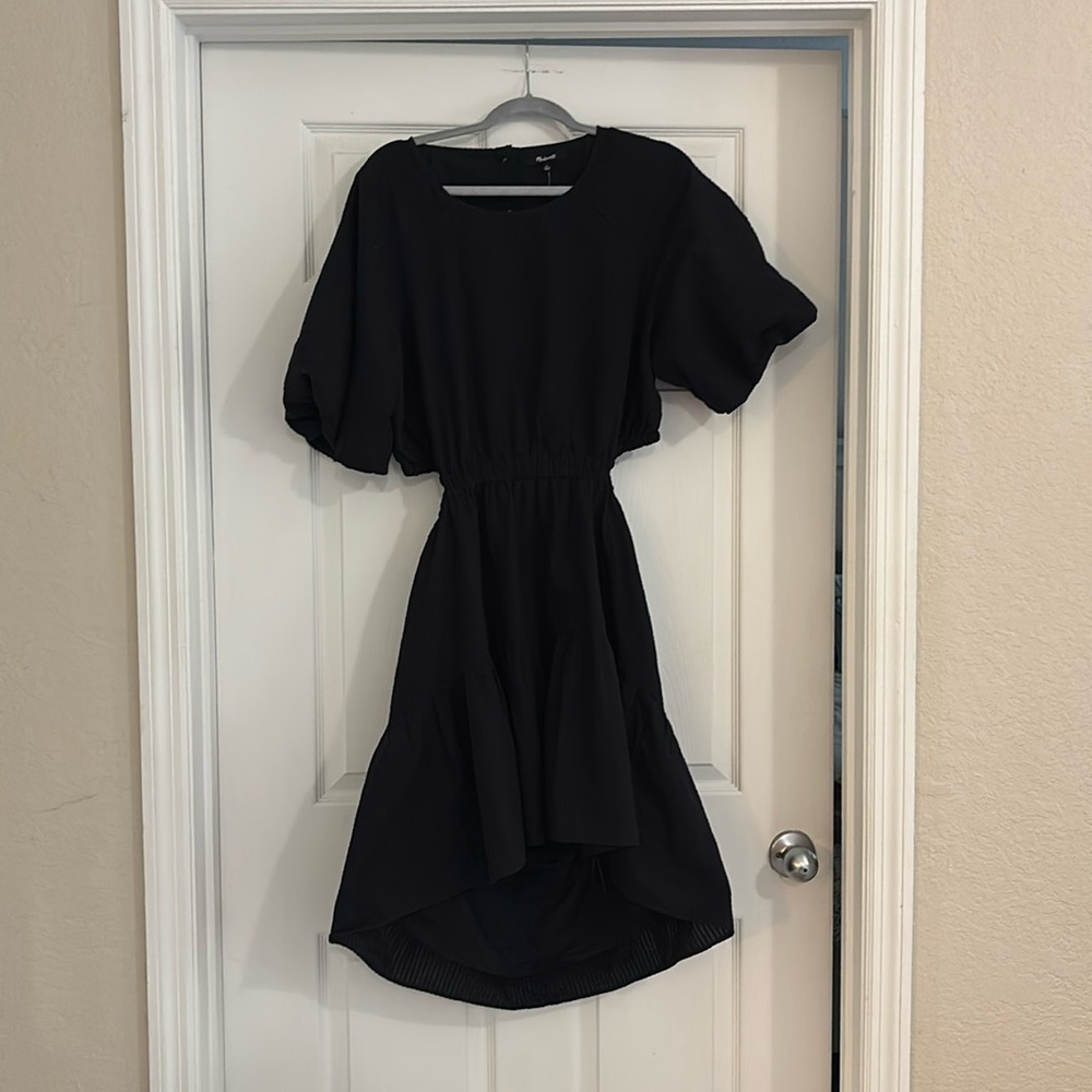 Madewell Seersucker Puffsleeve Cutout Mini Dress